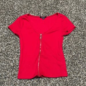 Womens Ambiance Red Zip Top